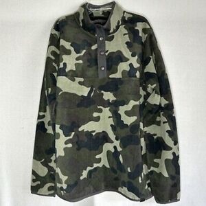 LIV MICRO FLEECE CAMO LONG SLEEVE HALF SNAP SWEATER LARGE L NEW